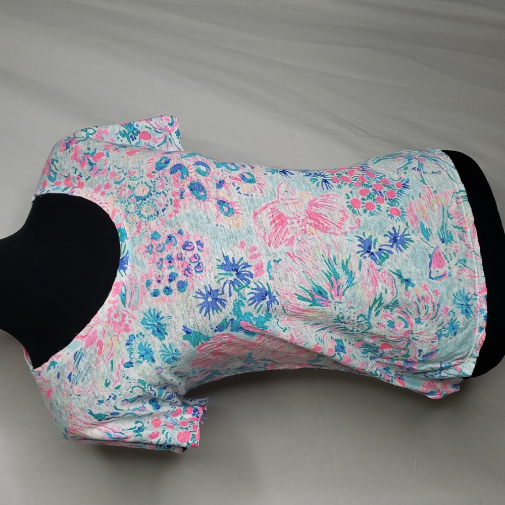 Lilly Pulitzer Inara 100% Linen Floral Vibrant Shirt Top Size M Beachy Coastal - Picture 3 of 15